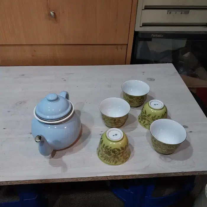 [BUNJANG] 1970s Japanese Enamel Teapot and Teacups Set / 1970 일본 법랑 찻주전자 외