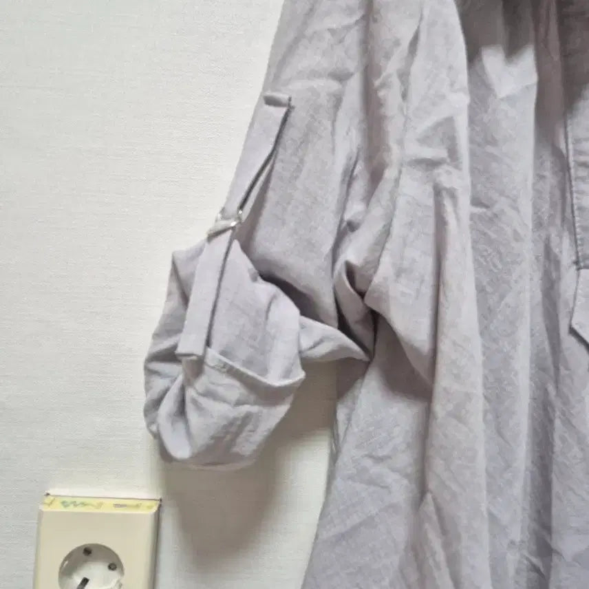 [BUNJANG] Gray Roll-Up Blouse / 롤업 셔츠 블라우스 회색