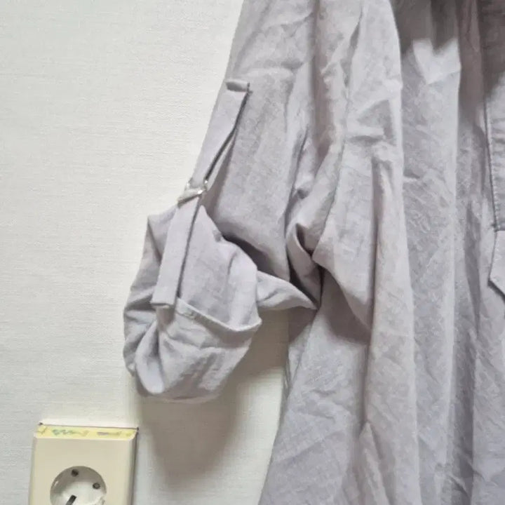 [BUNJANG] Gray Roll-Up Blouse / 롤업 셔츠 블라우스 회색