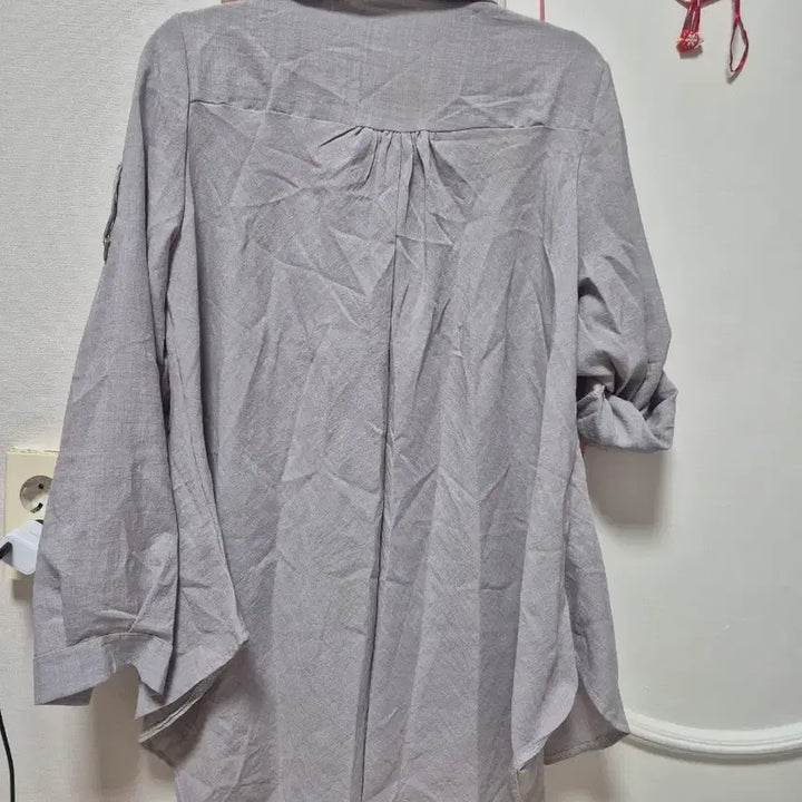 [BUNJANG] Gray Roll-Up Blouse / 롤업 셔츠 블라우스 회색