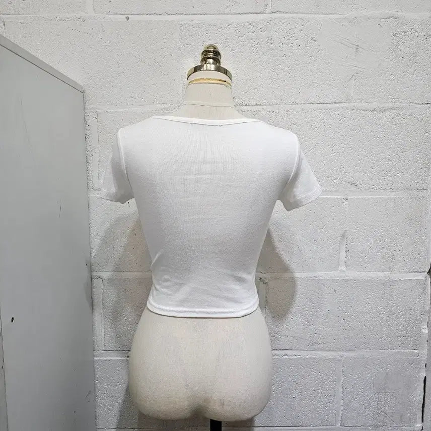 [SOLD OUT] 둥근사각 크롭 무지 반팔- 화이트