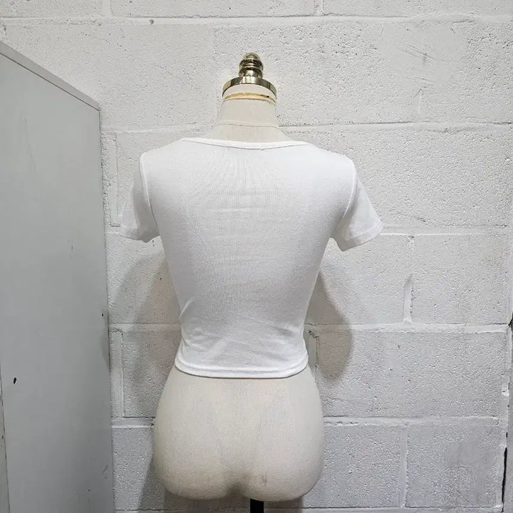 [SOLD OUT] 둥근사각 크롭 무지 반팔- 화이트