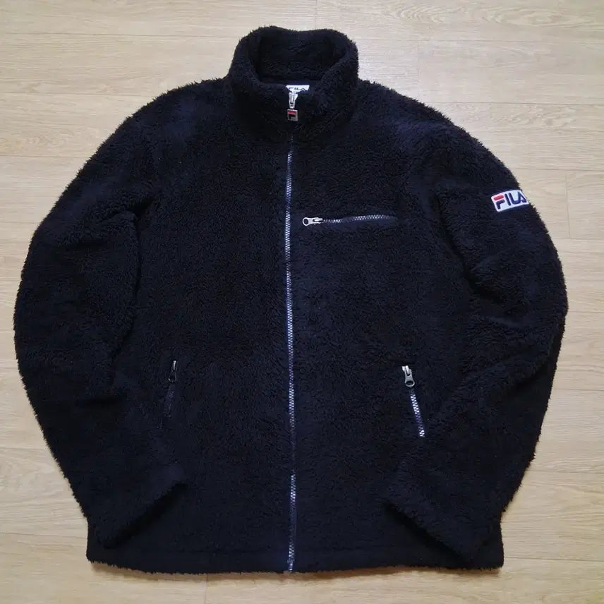 [BUNJANG] FILA Black Fleece Jacket / 휠라 FILA 검정색 플리스 자켓 후리스 S