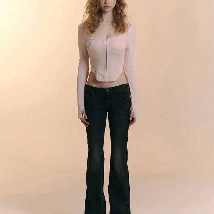 [SOLD OUT] 플리즈노팔로우 조안 코르셋 탑 Joan Corset Long Sleeve