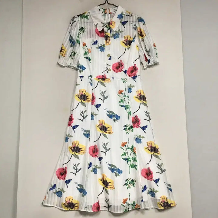 [BUNJANG] Satin Floral Flare Midi Dress / SATIN 샤틴 플라워 플레어 원피스 66