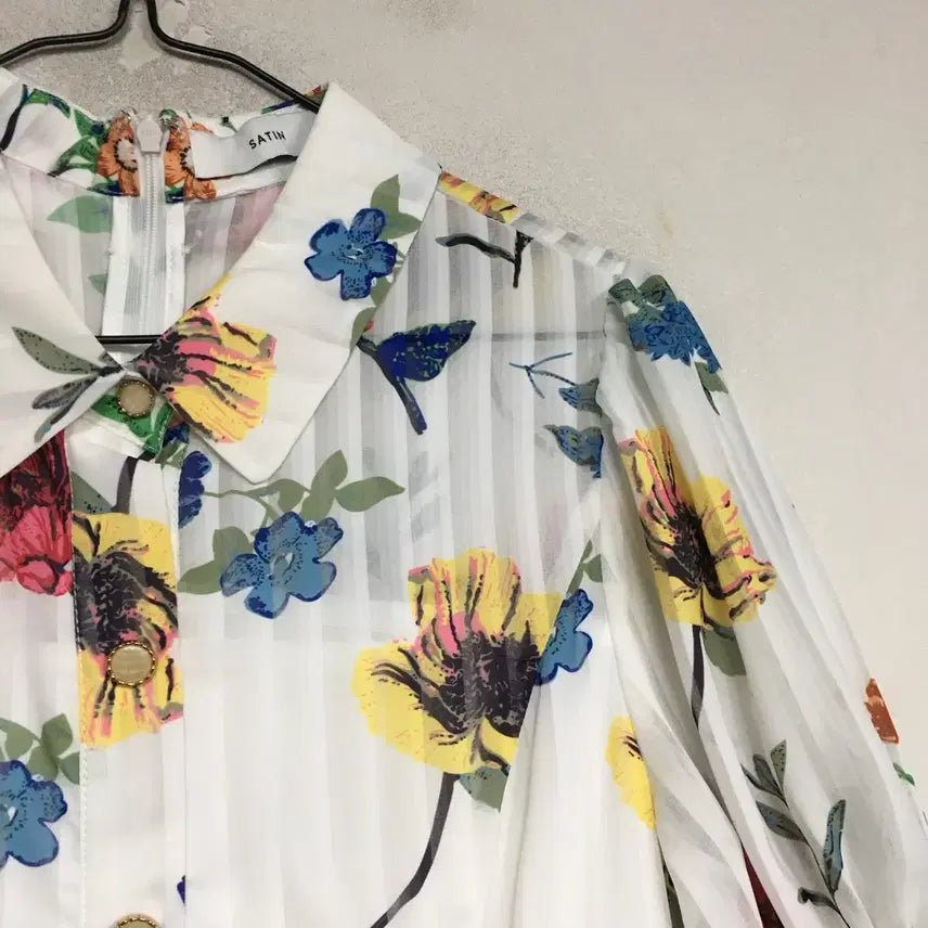 [BUNJANG] Satin Floral Flare Midi Dress / SATIN 샤틴 플라워 플레어 원피스 66
