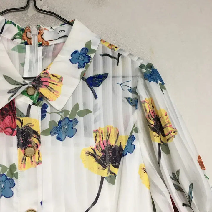 [BUNJANG] Satin Floral Flare Midi Dress / SATIN 샤틴 플라워 플레어 원피스 66