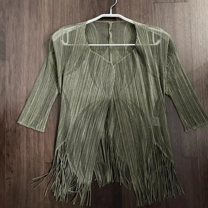 [BUNJANG] Issey Miyake Pleats Please Tassel Open Cardigan / 이세이미야케 플리츠플리즈 반팔 테슬 오픈 가디건