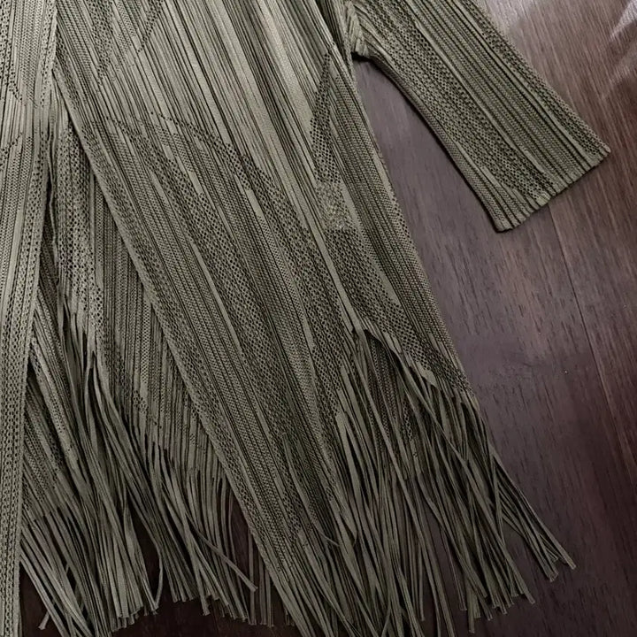 [BUNJANG] Issey Miyake Pleats Please Tassel Open Cardigan / 이세이미야케 플리츠플리즈 반팔 테슬 오픈 가디건