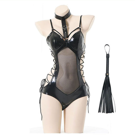 [BUNJANG] Sexy Leather Corset Bodysuit Set / 섹시 가죽 코르셋 바디수트 할로윈 코스프레 남자친구 이벤트