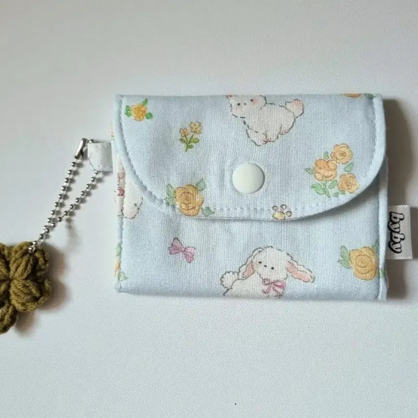 [BUNJANG] Fabric Mini Card Wallet / 2단 포켓 미니 카드 지갑 블루