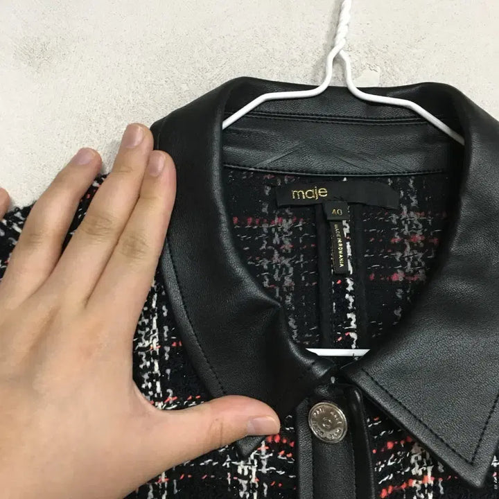 [BUNJANG] MAJE Tweed Dress with Leather Detail / MAJE 마쥬 레더라인 트위드 원피스 40