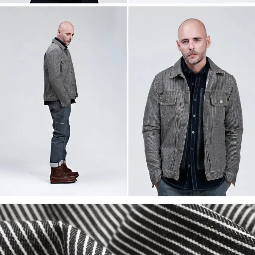 [BUNJANG] Prizmworks Stripe Slim Fit Jacket / 프리즘웍스 스트라이프 간절기 자켓 남자100
