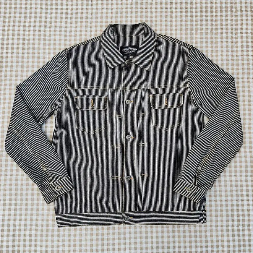 [BUNJANG] Prizmworks Stripe Slim Fit Jacket / 프리즘웍스 스트라이프 간절기 자켓 남자100