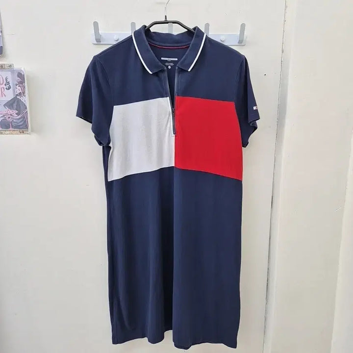 [SOLD OUT] 타미힐피거 컬러블록 반팔 카라 원피스