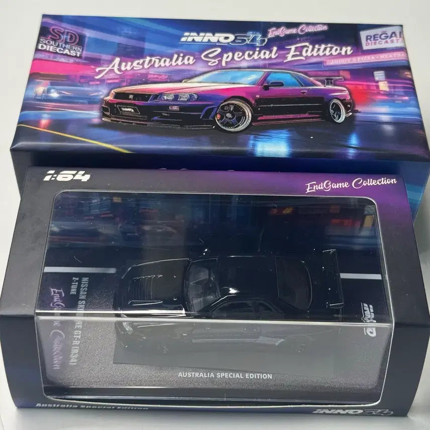 [SOLD OUT] INNO64 닛산 스카이라인 R34 블랙 체이스카 다이캐스트 미니지티