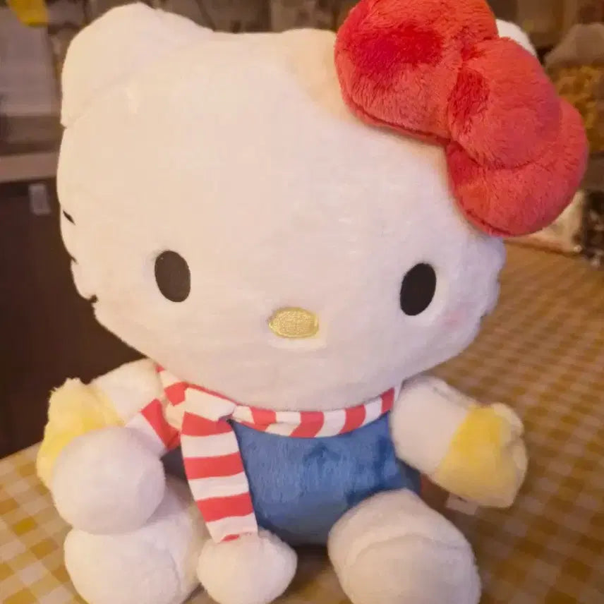 [BUNJANG] Hello Kitty Doll Blue Overalls Scarf Plush / 헬로키티 인형 블루 멜빵 스카프 27cn인형(새상품)