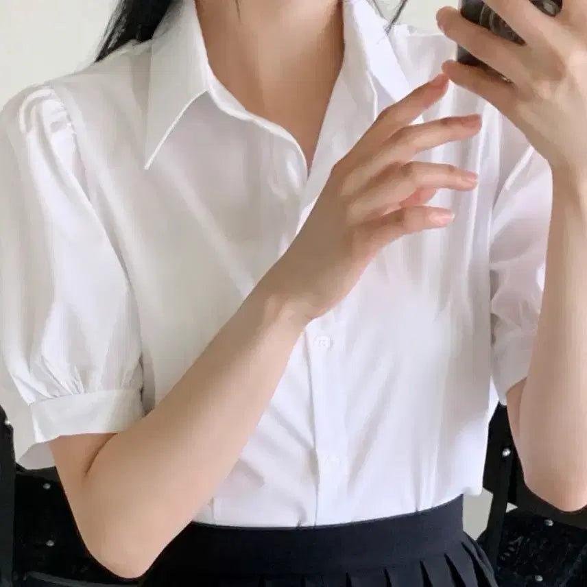[BUNJANG] White Puff Sleeve Blouse / 화이트 퍼프 블라우스