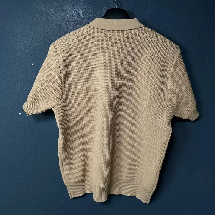 [SOLD OUT] M 슬로우서비스 베이지 와플 반팔 카라티
