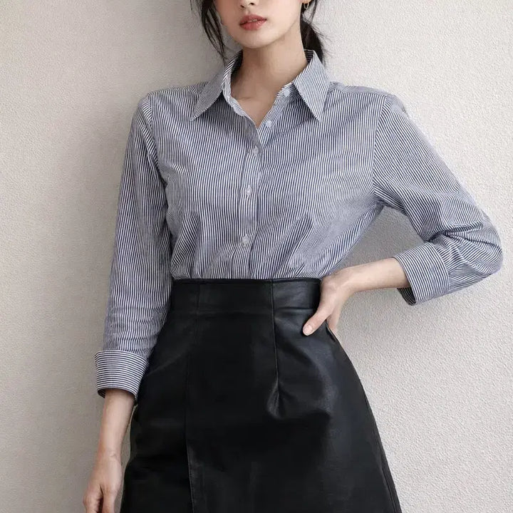 [BUNJANG] Shirt and Leather Skirt Set / 셔츠와 가죽치마