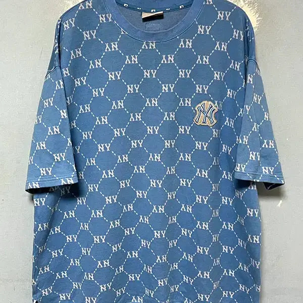 [BUNJANG] MLB New York Yankees Monogram T-Shirt / MLB 다이아 모노그램 남자 반팔티셔츠 뉴욕양키스 루즈핏 XXL 110