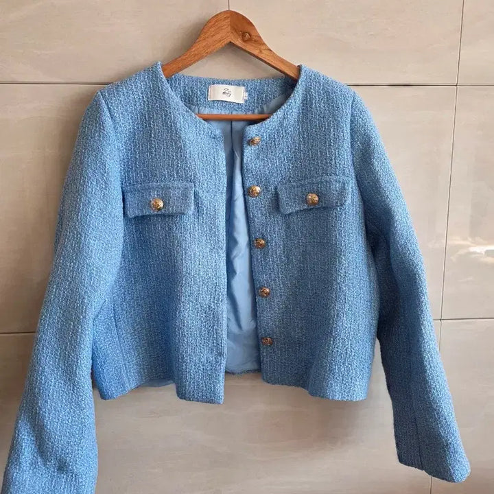 [SOLD OUT] 하늘색 트위드 자켓 금장 단추