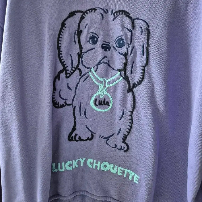 [BUNJANG] Lucky Chouette Dog Print T-shirt / 럭키슈에뜨 강아지 프린팅 티셔츠