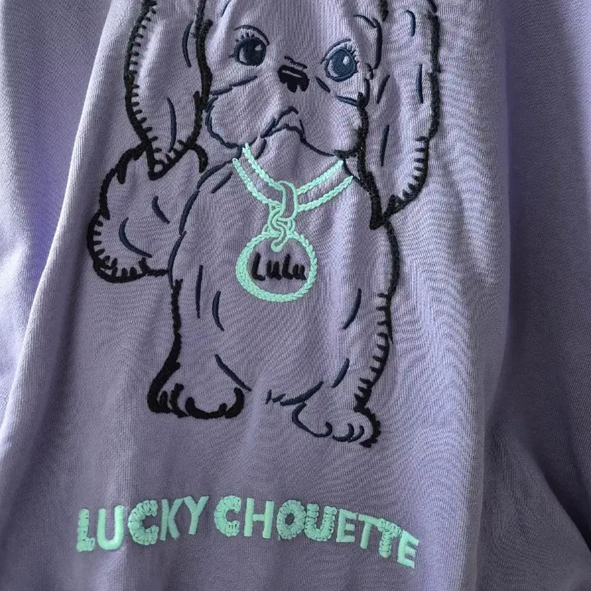 [BUNJANG] Lucky Chouette Dog Print T-shirt / 럭키슈에뜨 강아지 프린팅 티셔츠
