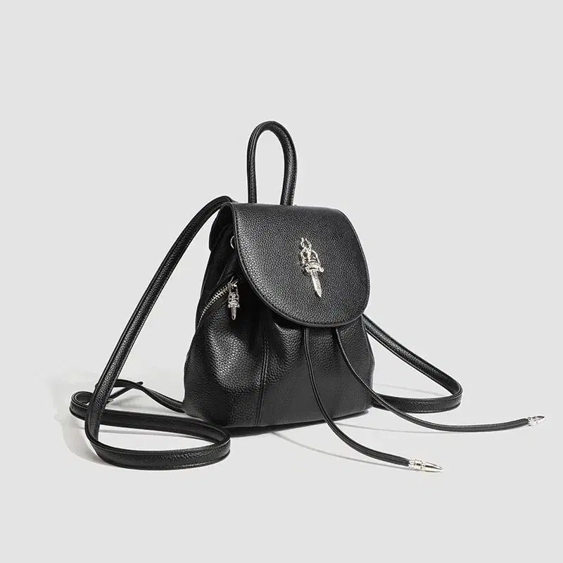 [BUNJANG] Chrome Hearts Black Leather Dagger Backpack / 크롬 블랙 레더 대거 백팩