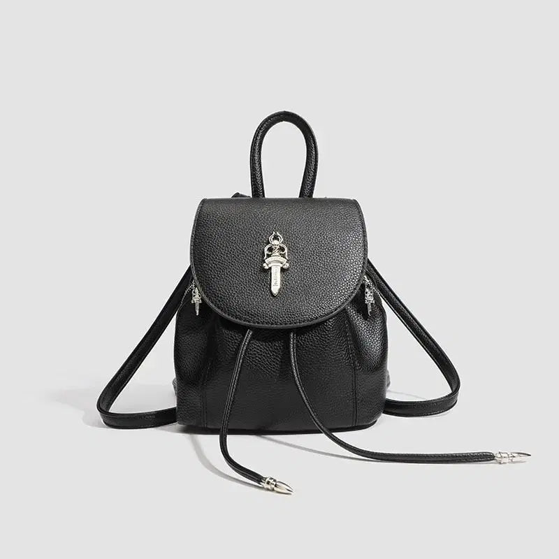 [BUNJANG] Chrome Hearts Black Leather Dagger Backpack / 크롬 블랙 레더 대거 백팩