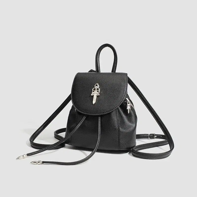 [BUNJANG] Chrome Hearts Black Leather Dagger Backpack / 크롬 블랙 레더 대거 백팩