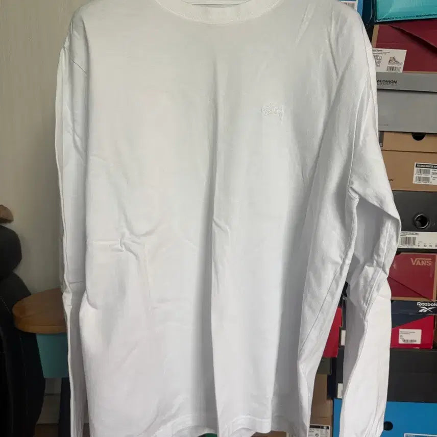 [BUNJANG] Stussy Embroidered Logo Long Sleeve T-shirt White / [XL]스투시 자수로고 롱슬리브 긴팔 티셔츠 화이트