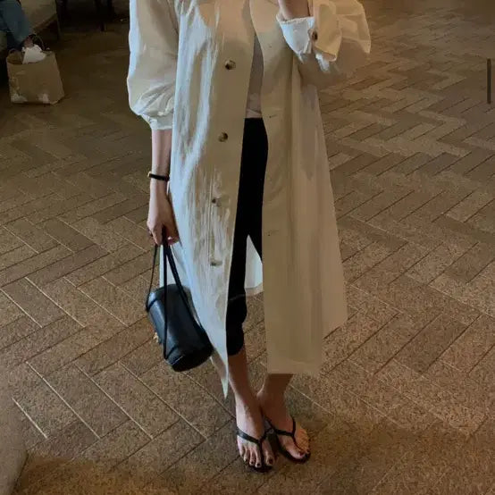 [BUNJANG] Lovemeu Saint Trench Coat - Ivory / 러브미우 세인트렌치 아이보리