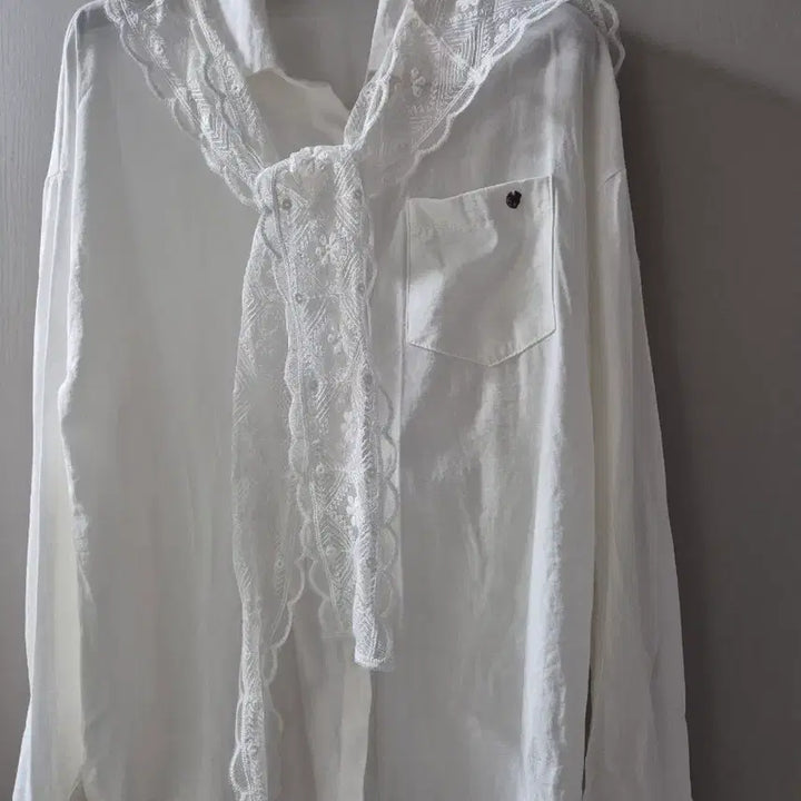 [BUNJANG] NANING9 Lace Detail Blouse White / NANING9 넥 레이스 블라우스 화이트