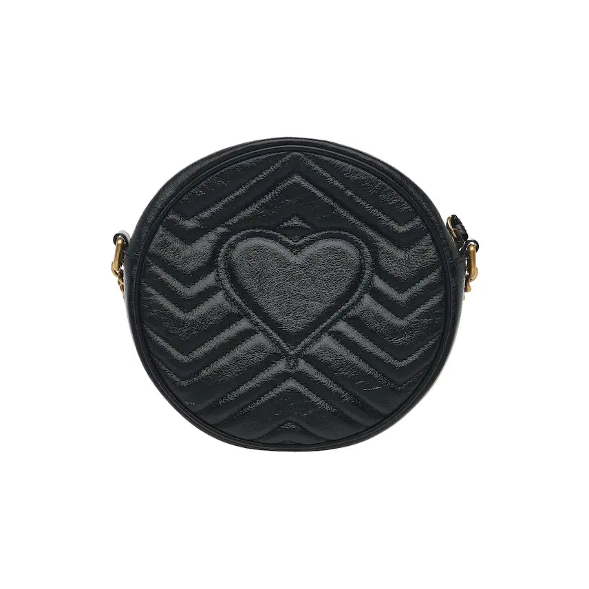[BUNJANG] Gucci GG Marmont Round Shoulder Bag Mini Black / 구찌 GG 마몽 라운드 숄더백 미니 블랙