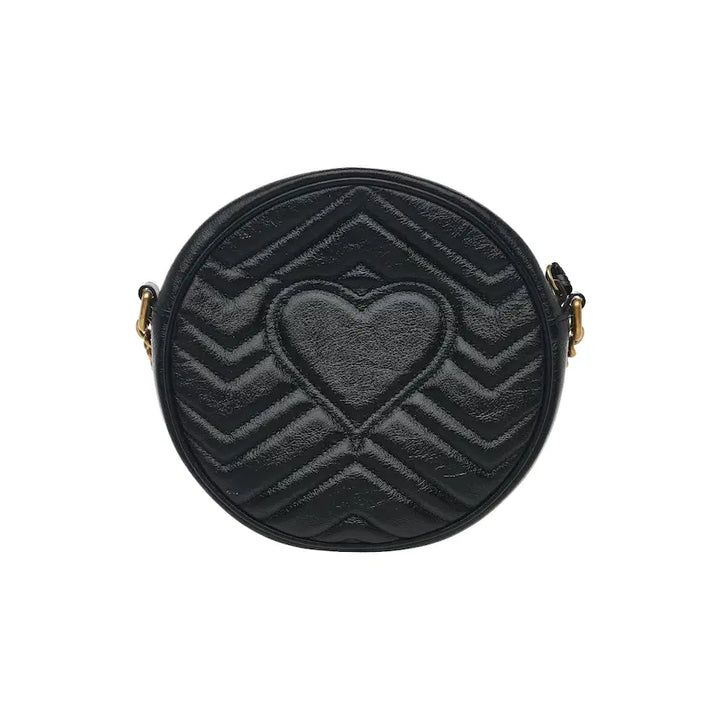 [BUNJANG] Gucci GG Marmont Round Shoulder Bag Mini Black / 구찌 GG 마몽 라운드 숄더백 미니 블랙