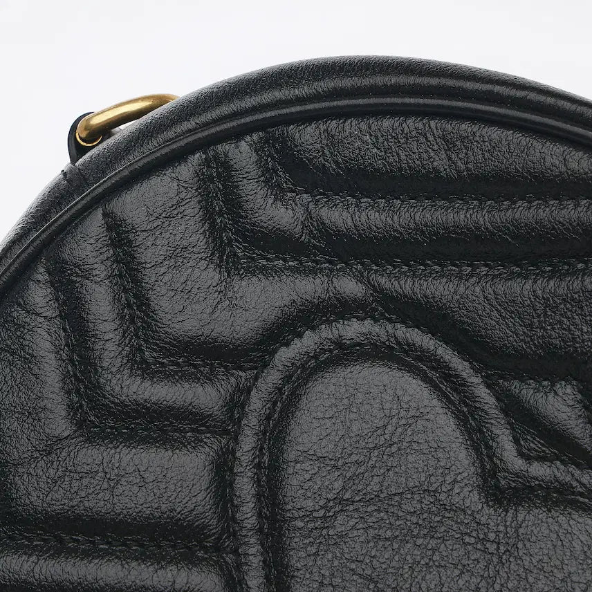[BUNJANG] Gucci GG Marmont Round Shoulder Bag Mini Black / 구찌 GG 마몽 라운드 숄더백 미니 블랙