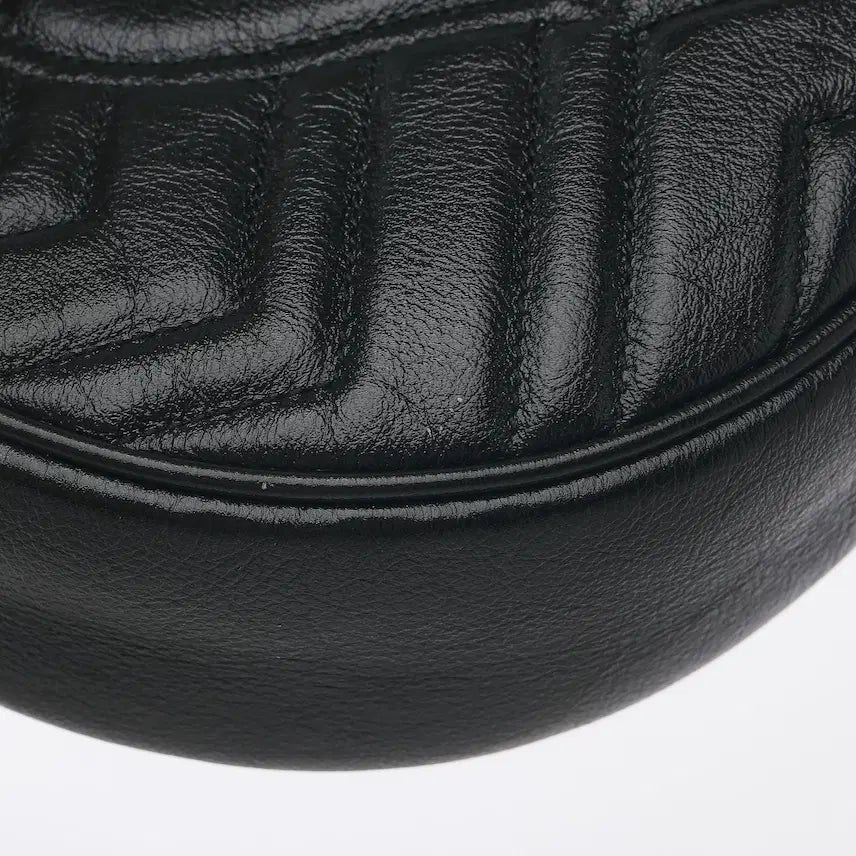 [BUNJANG] Gucci GG Marmont Round Shoulder Bag Mini Black / 구찌 GG 마몽 라운드 숄더백 미니 블랙