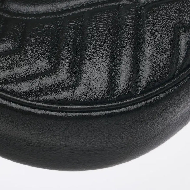 [BUNJANG] Gucci GG Marmont Round Shoulder Bag Mini Black / 구찌 GG 마몽 라운드 숄더백 미니 블랙