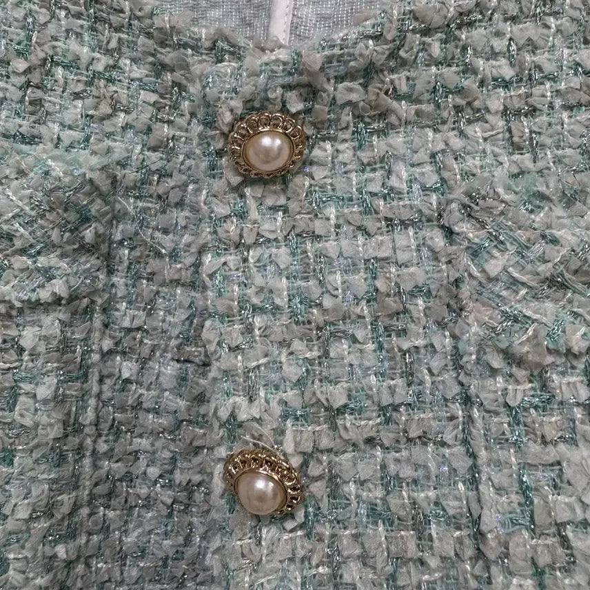 [BUNJANG] Mint Tweed Jacket / 민트 반팔 트위드 자켓
