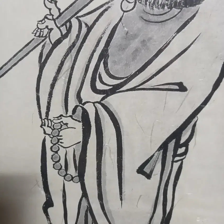 [BUNJANG] 석장 짚은 나한도 액자 그림(판화로추정) / 석장 짚은 나한도 액자 그림(판화로추정)