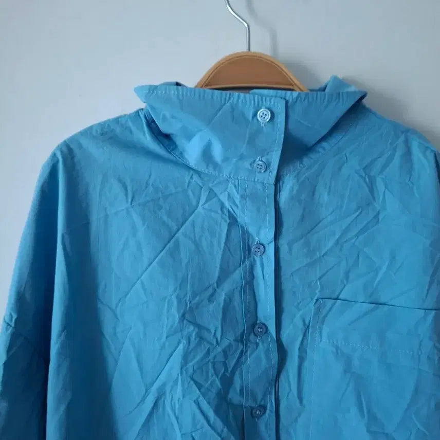 [SOLD OUT] 스카이 블루 크롭 셔츠 블라우스55~66