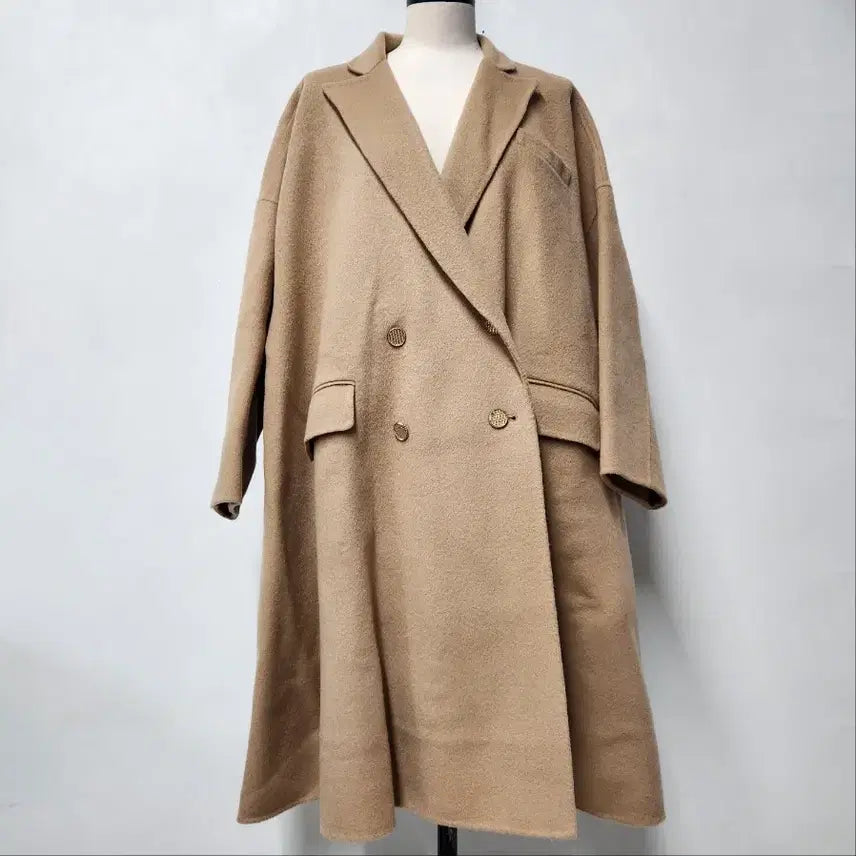 [BUNJANG] CAHIERS Oversized Double-Button Handmade Wool Coat Beige / CAHIERS 오버핏 더블버튼 핸드메이드 울 코트 베이지 FREE