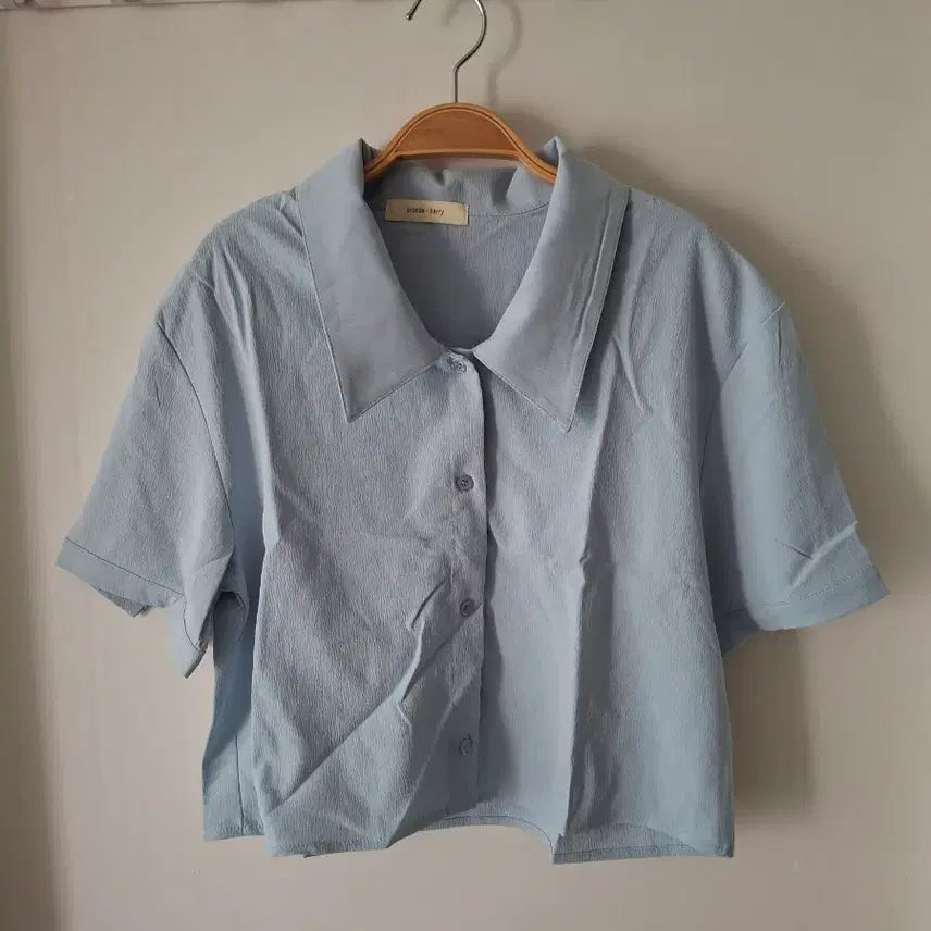 [BUNJANG] Light Blue Short Sleeve Blouse (Size 55-66) / 반팔 블라우스 하늘색55~66