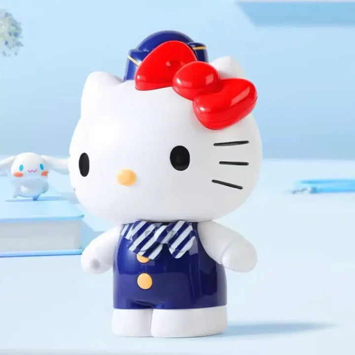 [BUNJANG] Sanrio Hello Kitty Flight Attendant Kitty Figure Piggy Bank &amp; Sticker Gift Set / 새상품 산리오 헬로키티 승무원 키티 피규어 저금통 스티커 선물세트