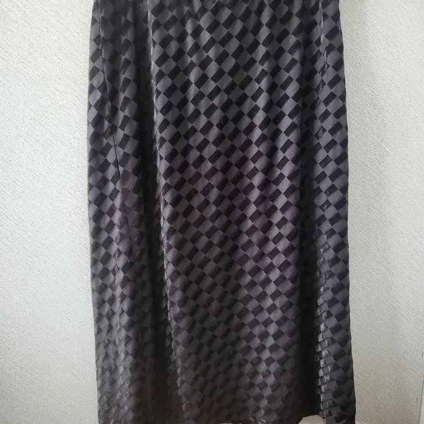 [BUNJANG] Anna Sui Black Velvet Check Long Skirt / 안나수이 블랙 벨벳 체크 롱 스커트
