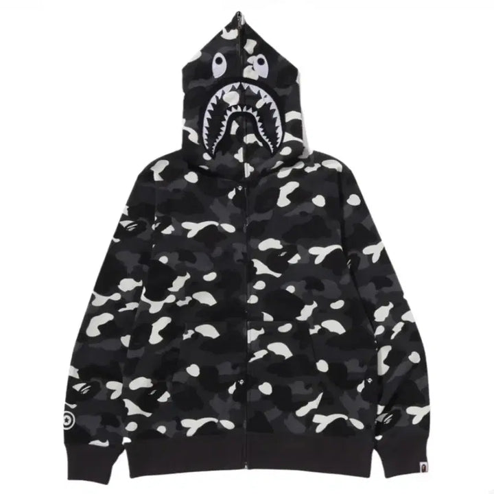 [SOLD OUT] 베이프 시티 카모 샤크 후드집업 블랙 (엔믹스 설윤 착장)