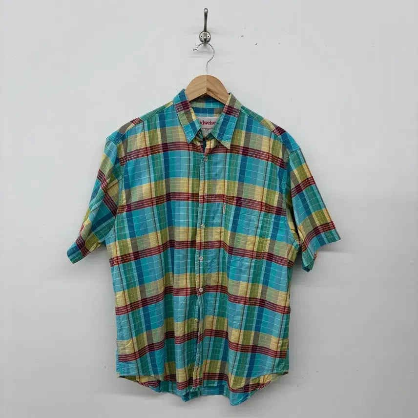[BUNJANG] Budweiser Check Short Sleeve Shirt Men&