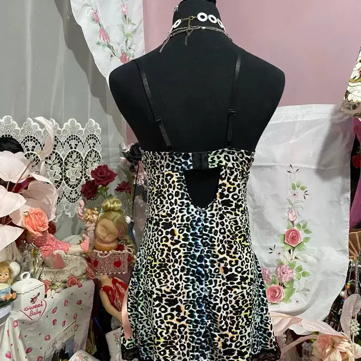 [SOLD OUT] 히메갸루 오네 호피 섹시 란제리 갸루 핑크 레오파드 슬립원피스