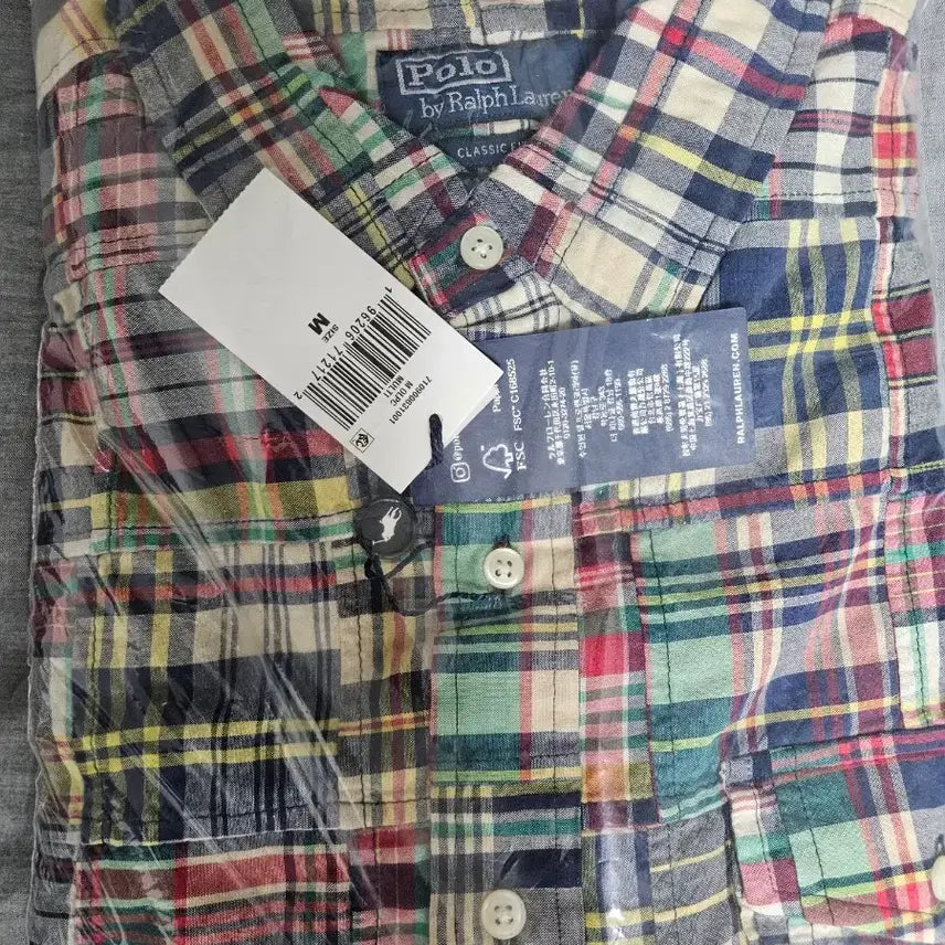 [BUNJANG] Polo Classic Fit Madras Patchwork Shirt - M / 폴로 클래식핏 마드라스 패치워크 셔츠 M 새제품